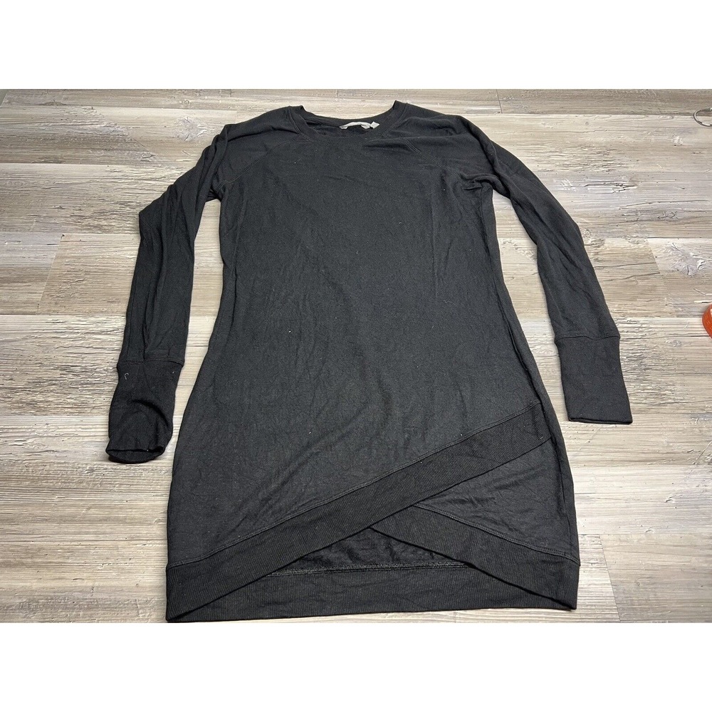 Athleta Coverup Dress Womens S Black Stretch Long Sleeve‎ Asymmetric Hem